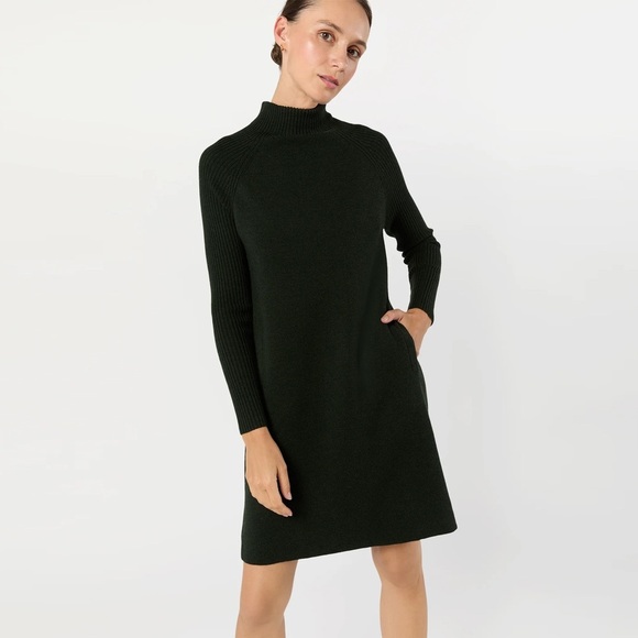 ANN MASHBURN Dresses & Skirts - Ann Mashburn - Hadley Milano-Stitch Dress - Bottle Green Extra Fine Merino Wool